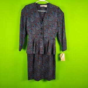 Liz Claiborne Women's Paisley Long Sleeve Silk Dress Size 12 Multicolor